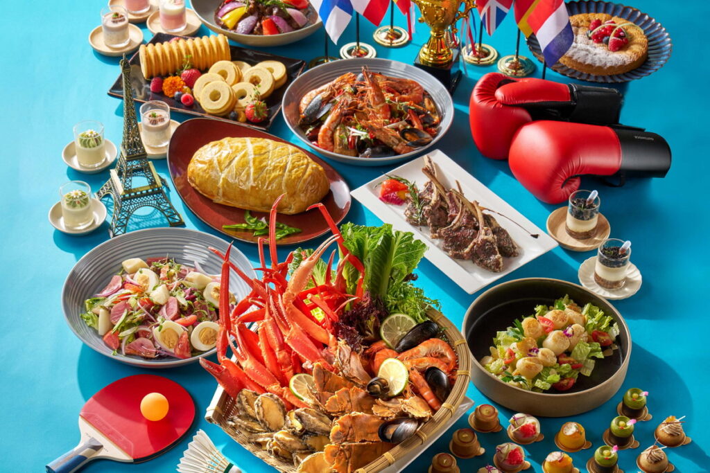 「環歐瘋美食」的特色餐桌設計 涵蓋有歐洲及亞洲等豐盛料理(台北福華大飯店提供)